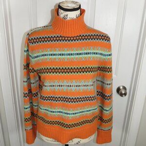 Jones New York Signature Wool Cashmere Angora Blend Fair Isle Turtleneck M-Pet